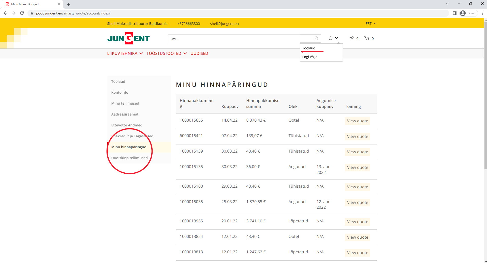 desktop price quote button